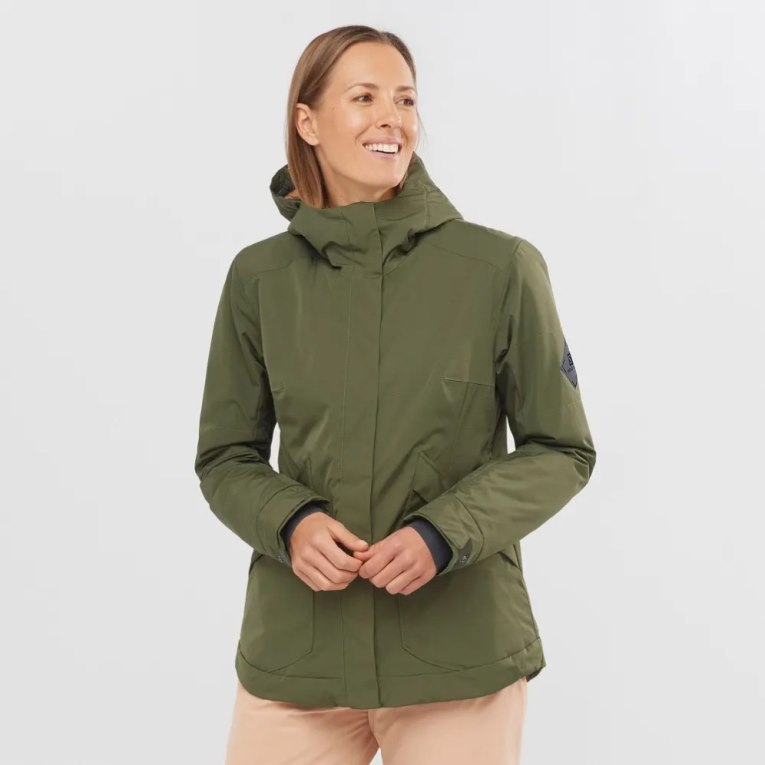 Jaquetas De Esqui Salomon Snow Rebel Insulated Hoodie Feminino Verde Oliva | PT T63975